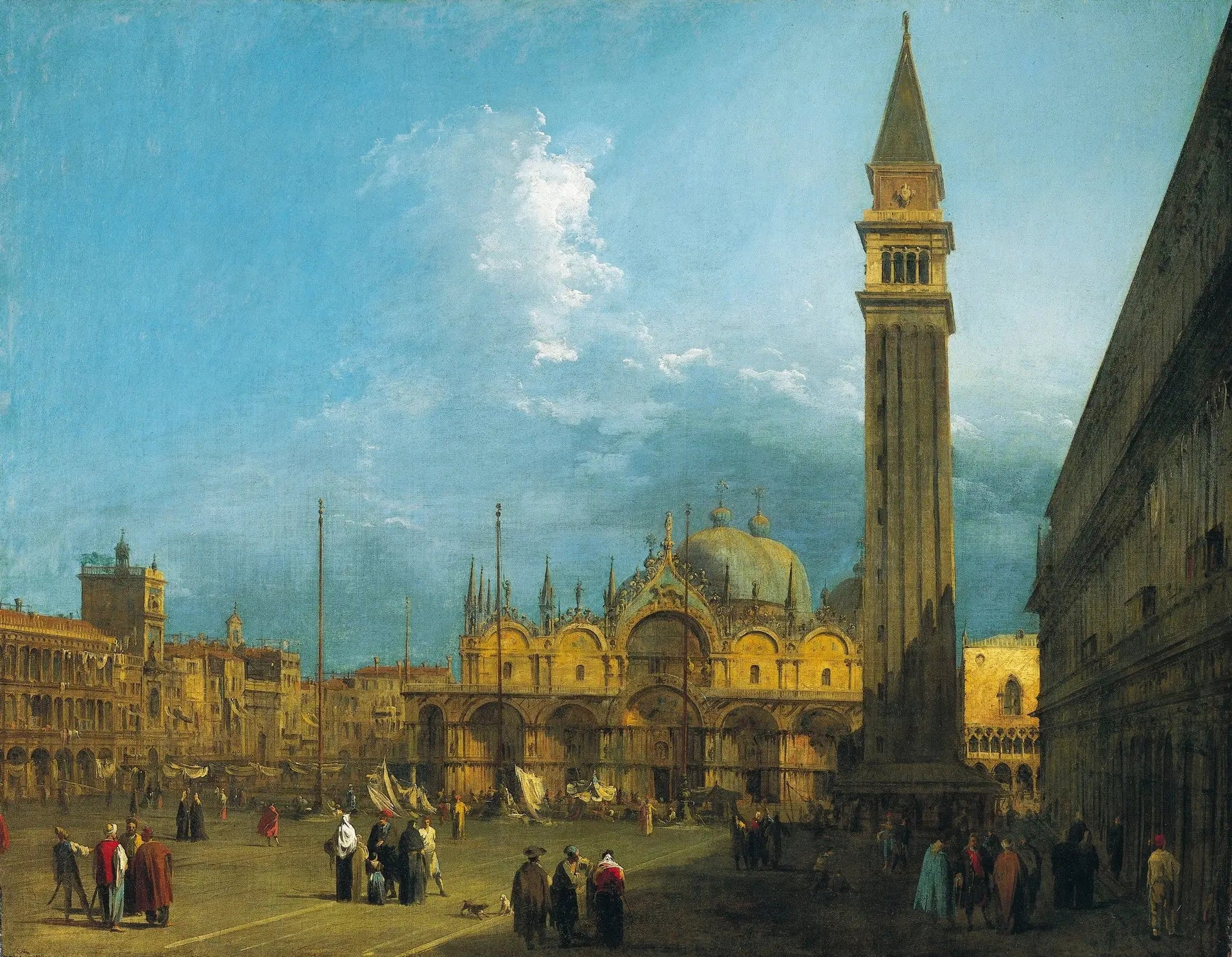 Venise : la place Saint-Marc avec la basilique et le campanile - Canaletto image 1 tableau peint à l’huile sur toile