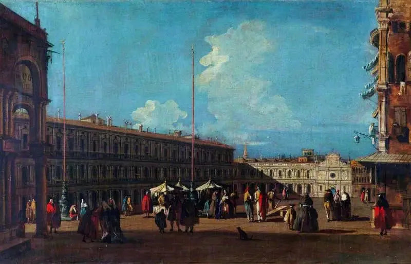 Venise : la place Saint-Marc vue vers l'ouest - Canaletto image 1 copie peinte à la main à l’huile