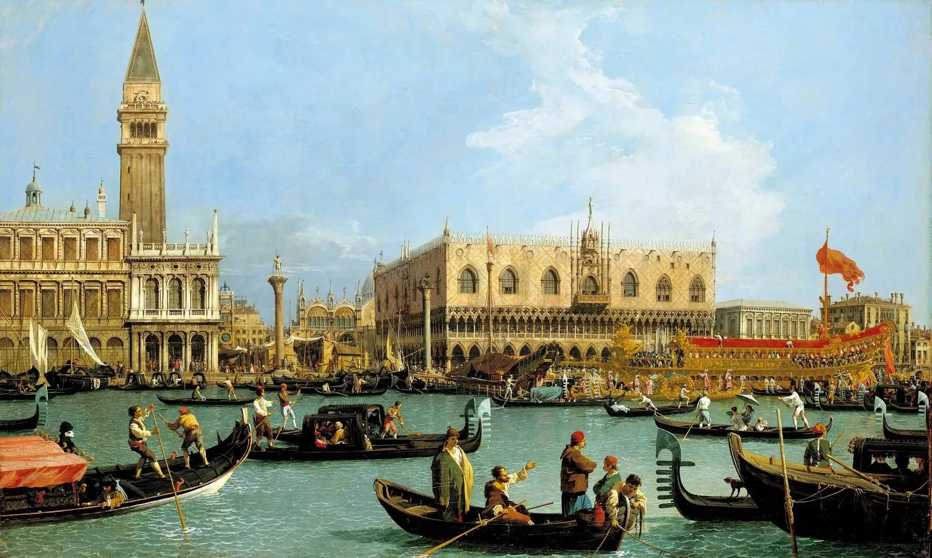 Venise : le bacino di San Marco le jour de l'Ascension - Canaletto image 1 copie peinte à la main à l’huile