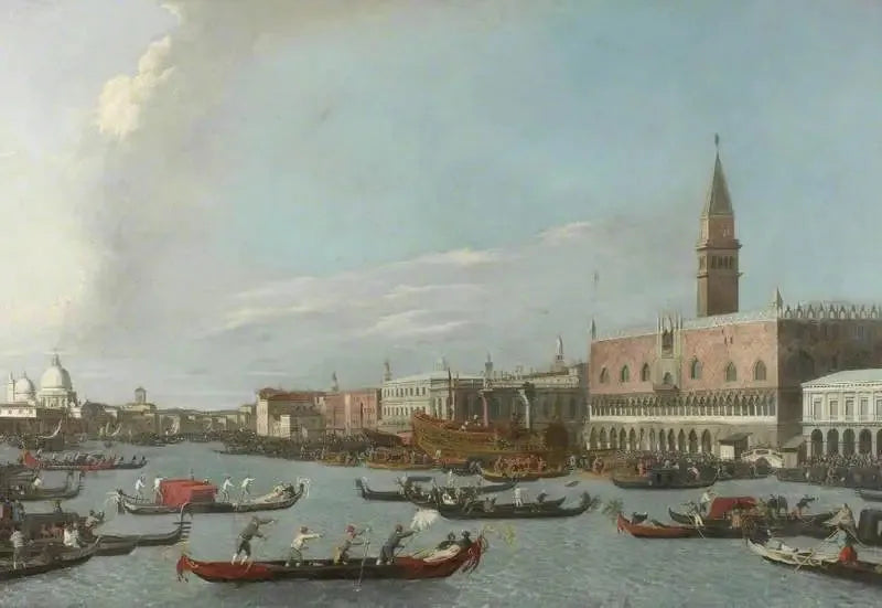 Venise, le Bucintoro revient au Molo le jour de l'Ascension - Canaletto image 1 reproduction artisanale de tableau
