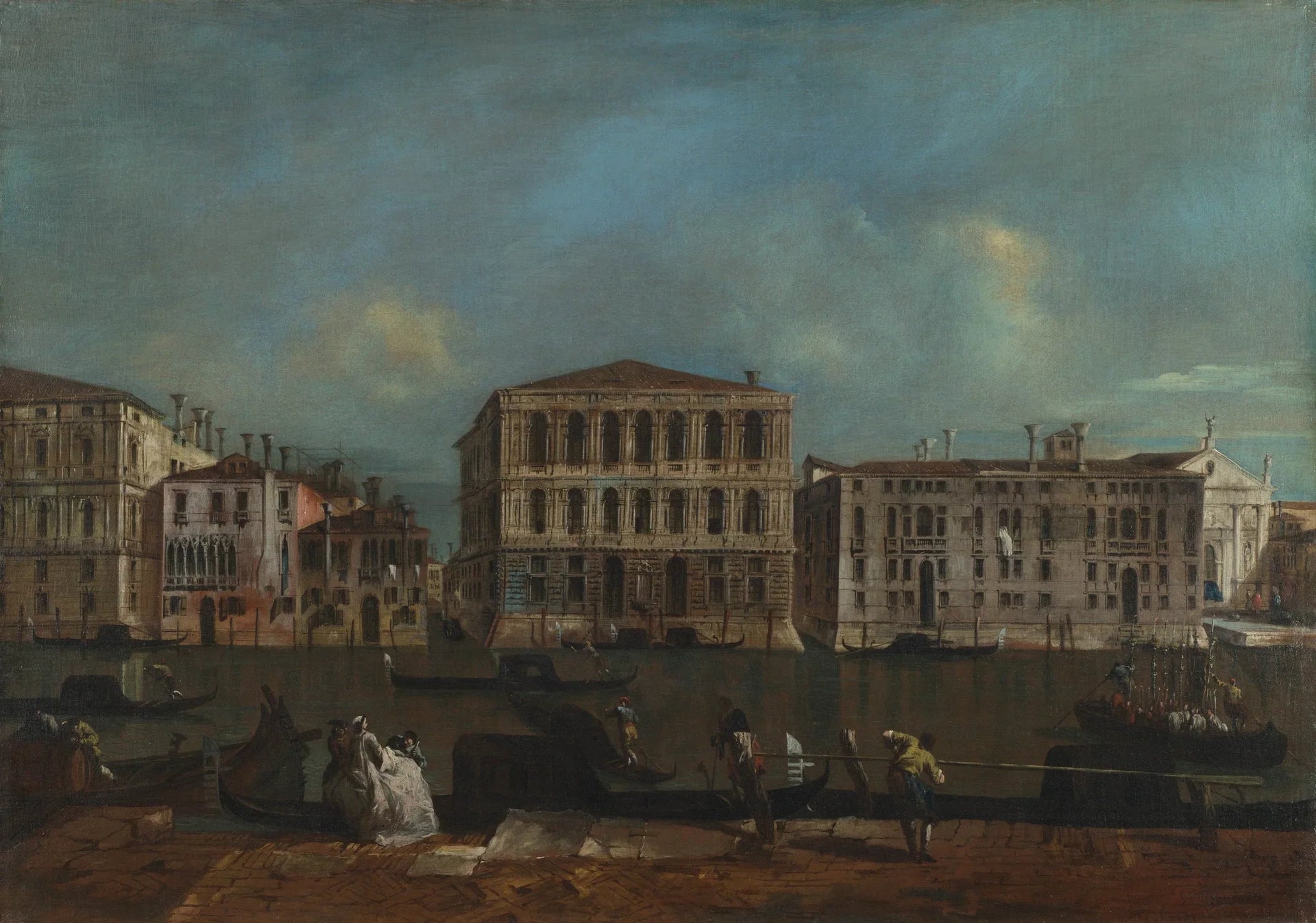 Venise : Le Grand Canal avec le Palazzo Pesaro - Francesco Guardi image 1 reproduction artisanale de tableau