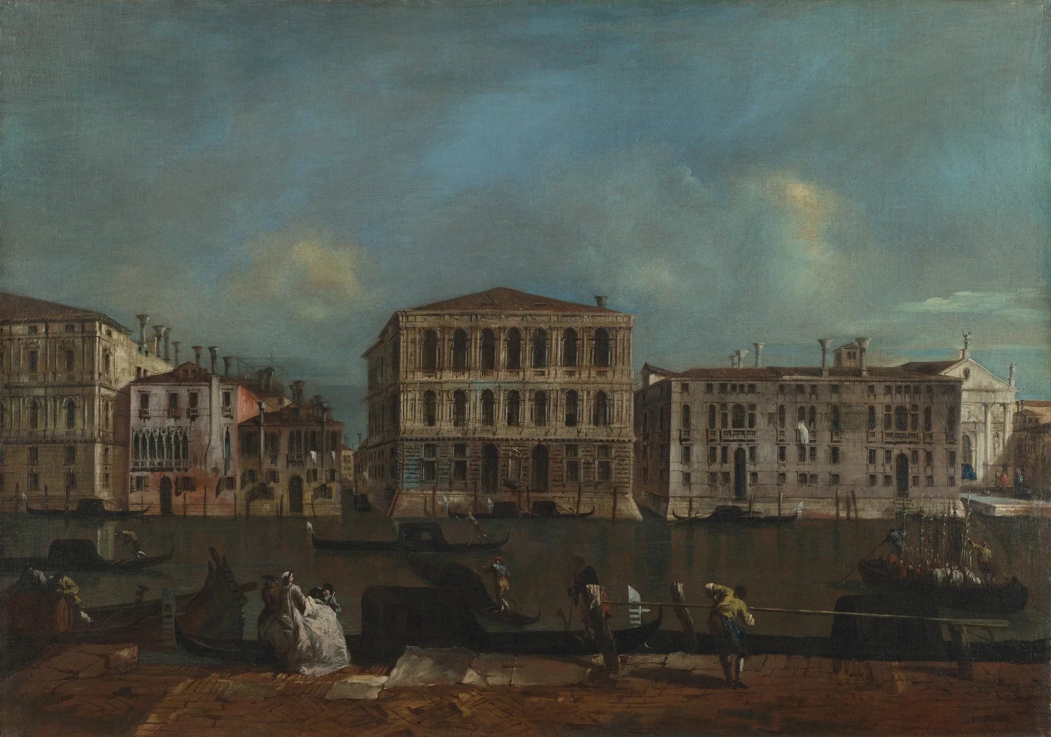 Venise : Le Grand Canal avec le Palazzo Pesaro - Francesco Guardi image 1 reproduction artisanale de tableau