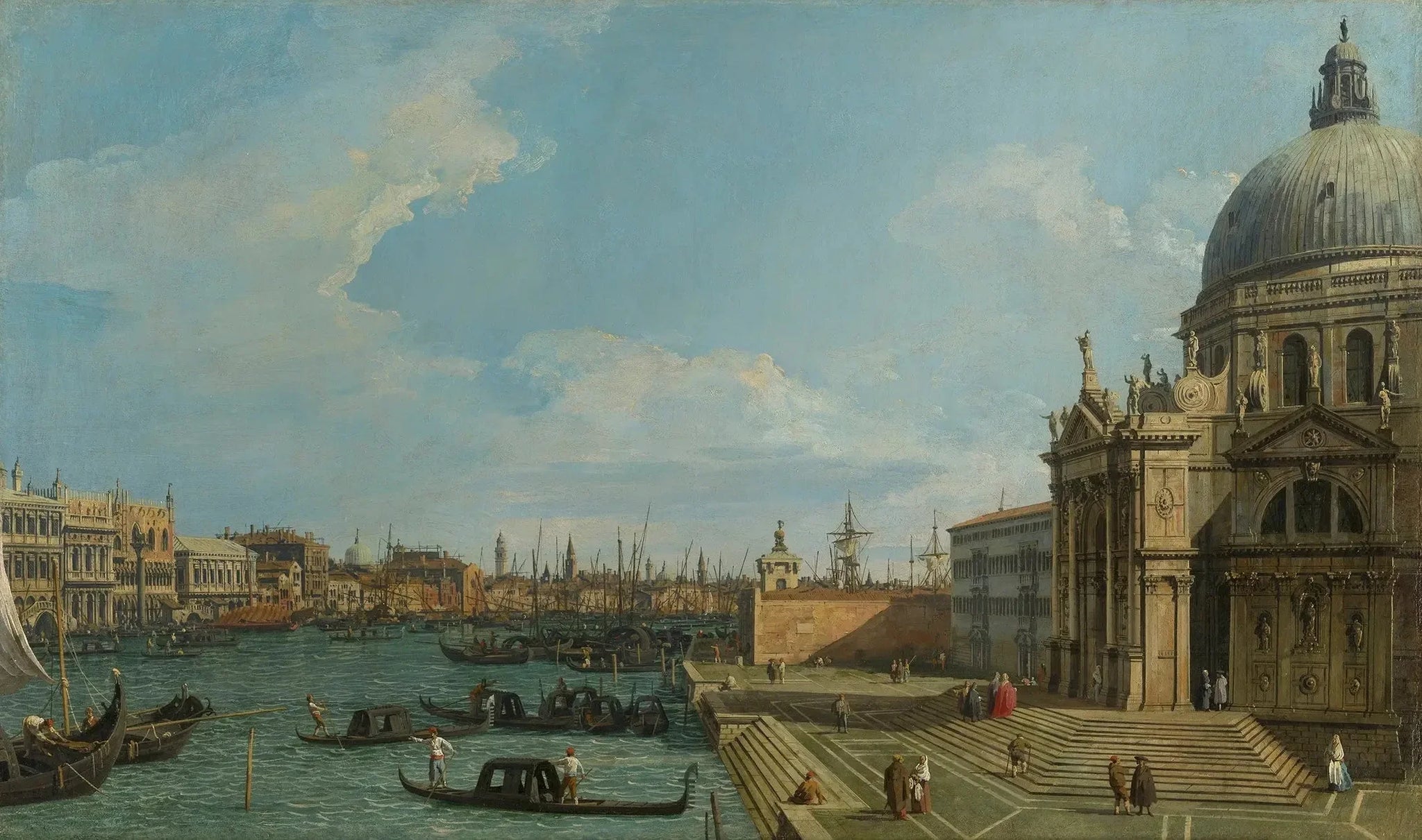 Venise : le Grand Canal avec Santa Maria della Salute vers la Riva degli Schiavoni - Canaletto image 1 copie de tableau peinte à la main