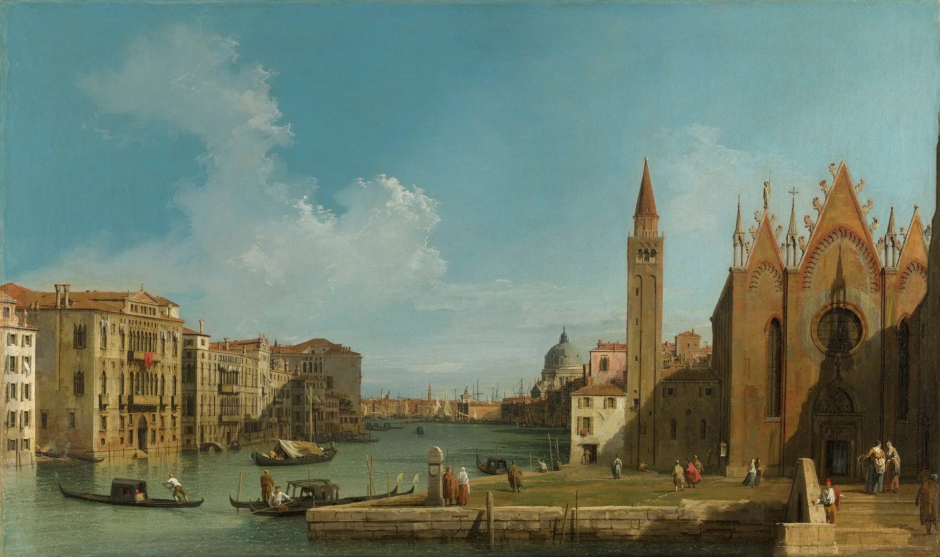 Venise : Le Grand Canal de Santa Maria della Carità au Bassin de San Marco - Canaletto image 1 copie peinte à la main à l’huile