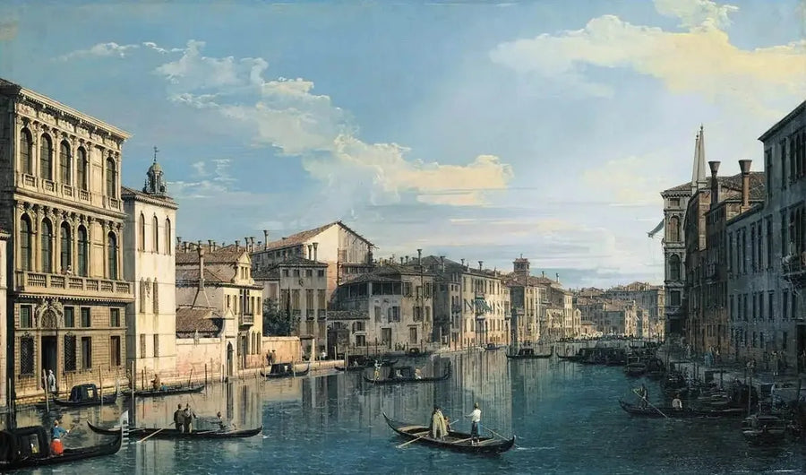 Venise : Le Grand Canal depuis le palais Flangini vers l'église San Marcuola - Canaletto