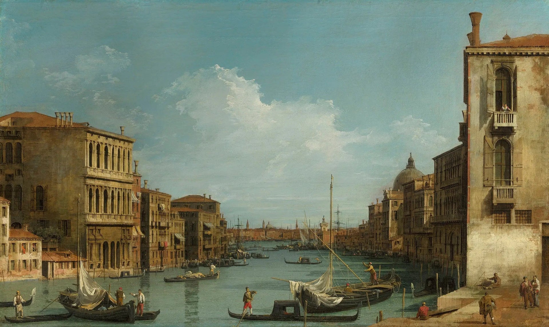 Venise : le Grand Canal du campo San Vio vers le bacino - Canaletto image 1 reproduction artisanale de tableau