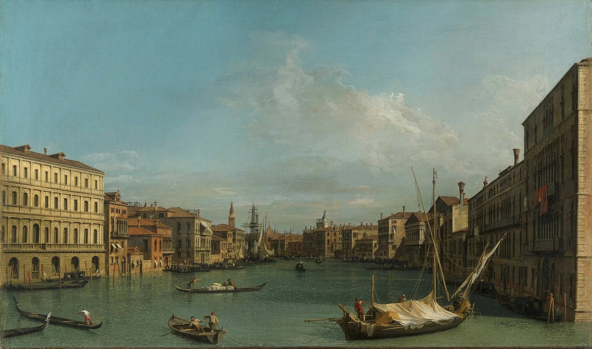 Venise : le Grand Canal du palais Foscari vers la Carità - Canaletto image 1 reproduction de peinture à l’huile