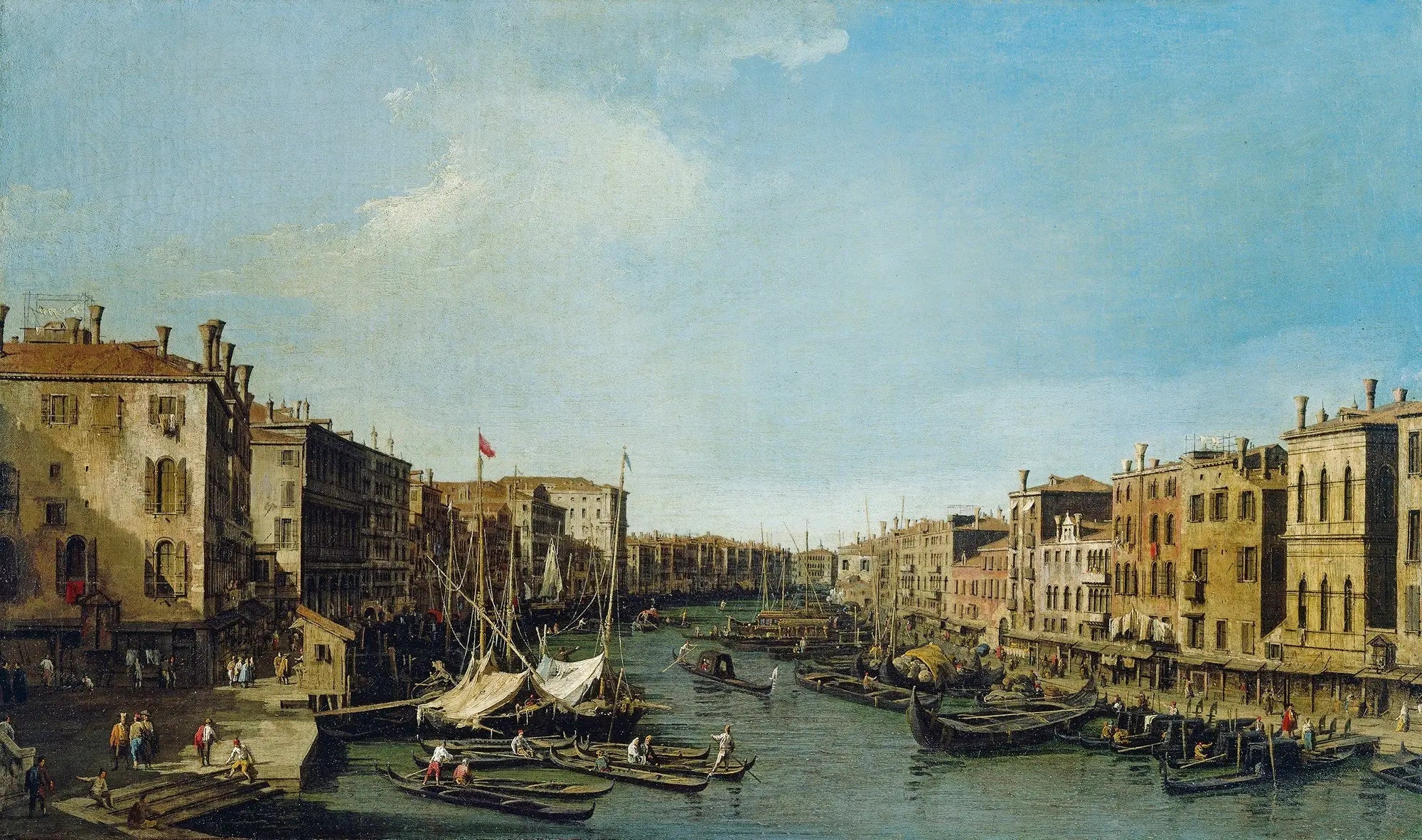 Venise : le Grand Canal du Rialto vers le palais Foscari - Canaletto image 1 reproduction d’œuvre d’art à l’huile