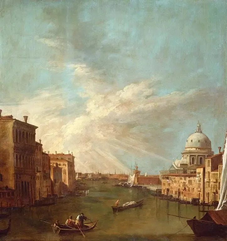 Venise : le Grand Canal vers le bacino, avec Santa Maria della Salute - Canaletto image 1 reproduction de peinture à l’huile