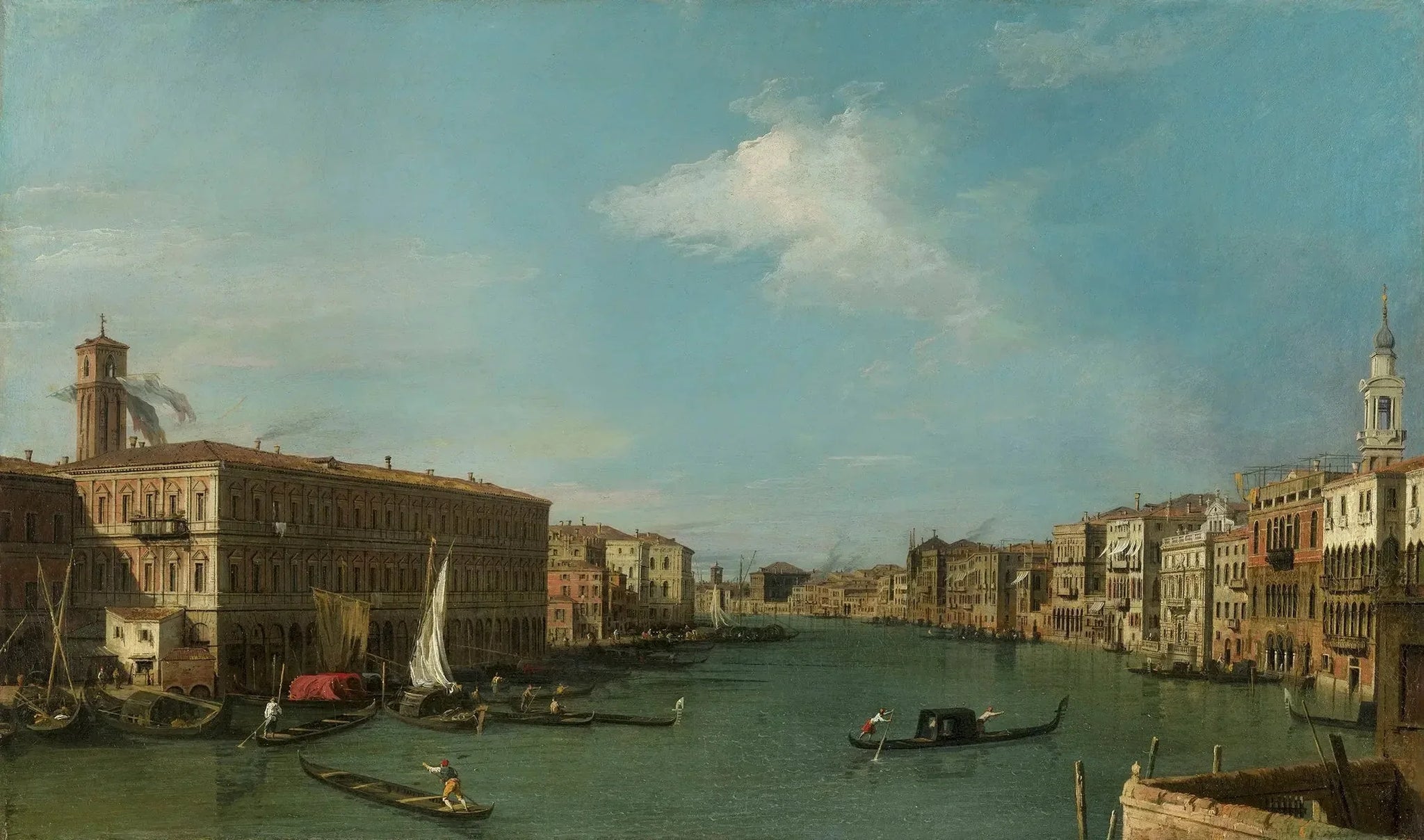Venise : le Grand Canal vers le Nord depuis le Rialto - Canaletto image 1 copie de tableau peinte à la main