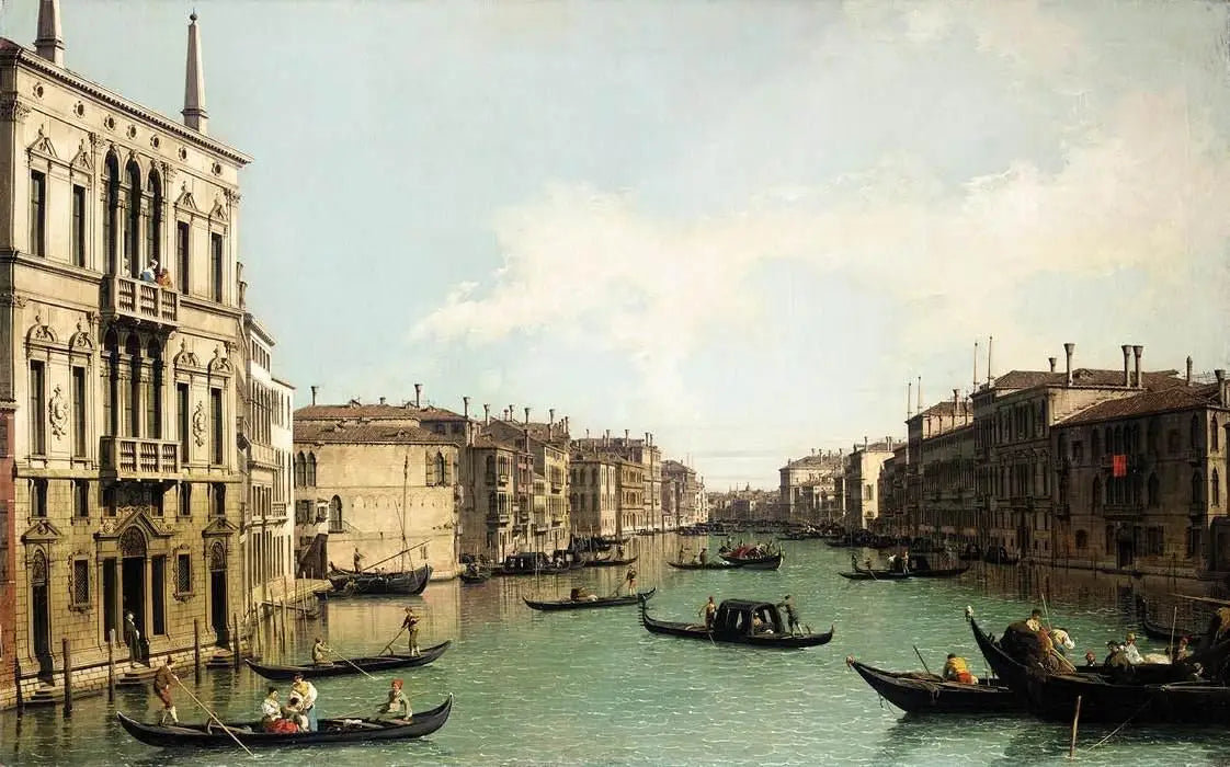 Venise : Le Grand Canal, vers le nord-est depuis le palais Balbi vers le pont du Rialto - Canaletto image 1 reproduction d’œuvre d’art à l’huile