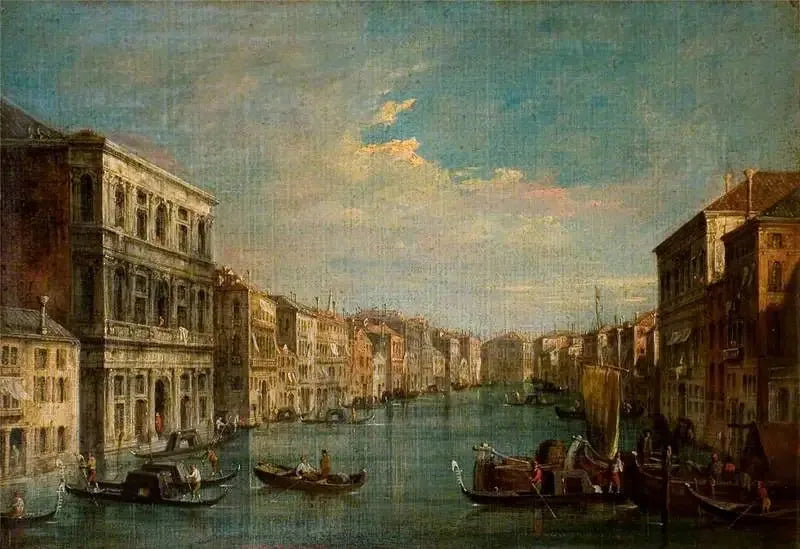 Venise : le Grand Canal vu du sud-ouest depuis le Palazzo Grimani - Canaletto image 1 tableau peint à l’huile sur toile