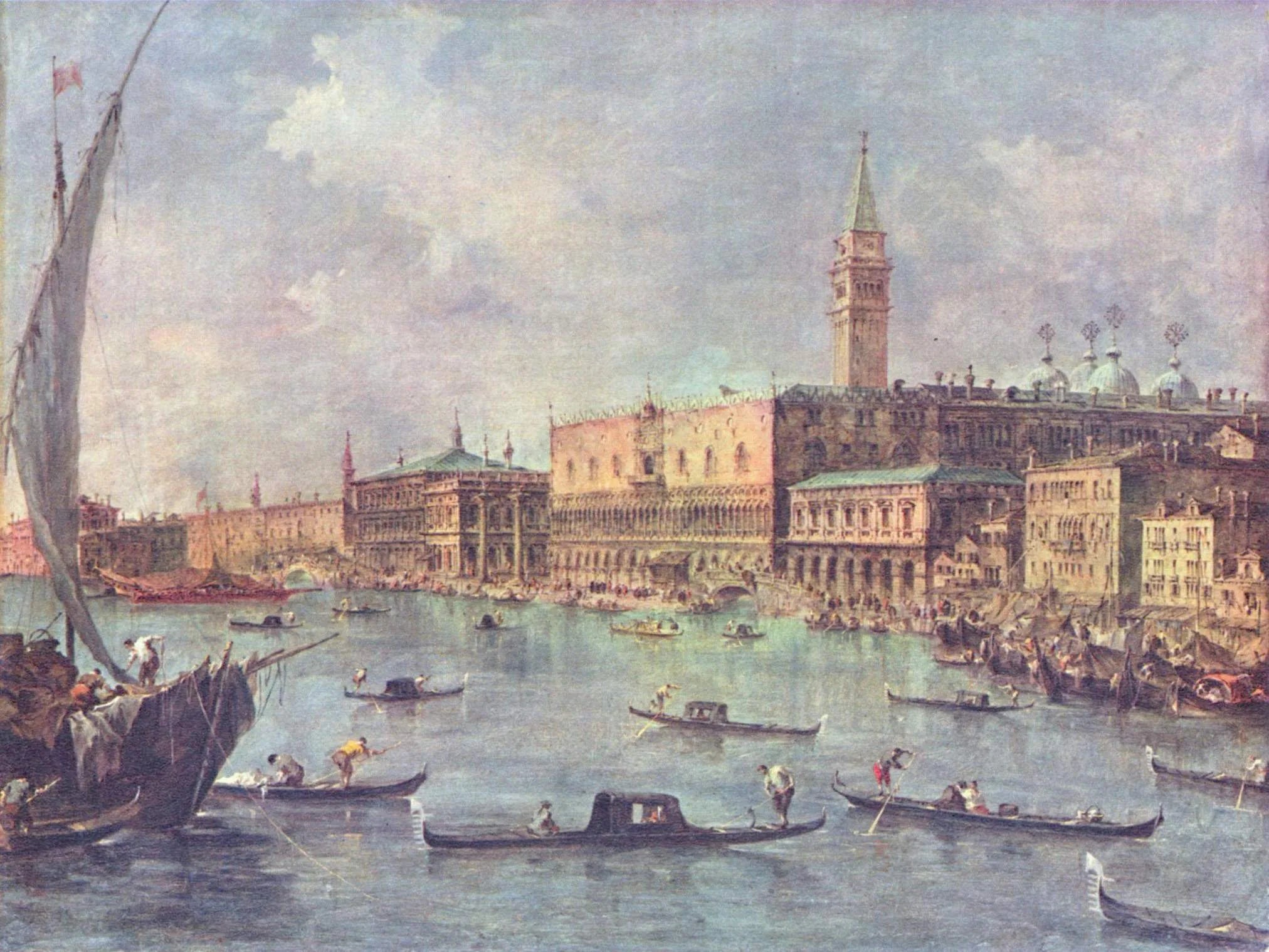 Venise : le Palais des Doges et le Molo - Francesco Guardi image 1 copie peinte à la main à l’huile
