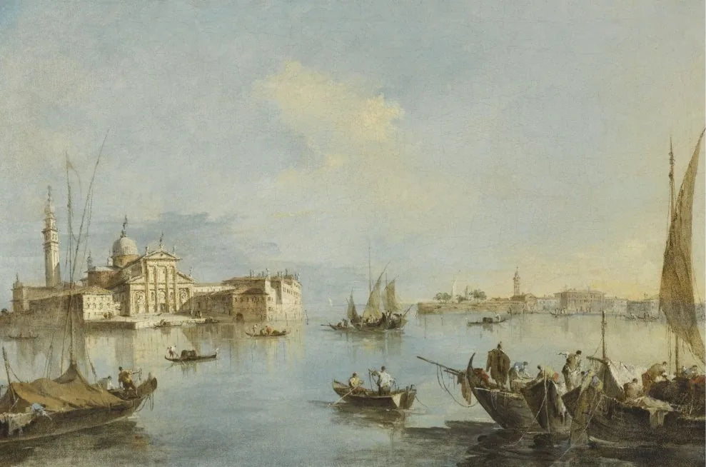 Venise, vue de l'église de San Giorgio Maggiore avec la fin de la Giudecca - Francesco Guardi image 1 reproduction artisanale de tableau