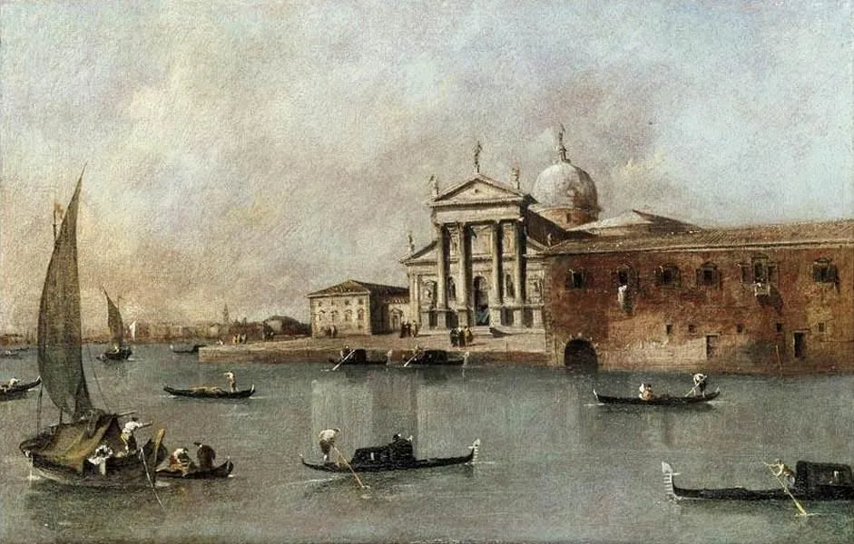 Venise : Vue de l'église de San Giorgio Maggiore depuis la Giudecca - Francesco Guardi image 1 copie de tableau peinte à la main