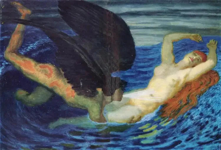 Vent et vagues - Franz Von Stuck image 1 copie peinte à la main à l’huile