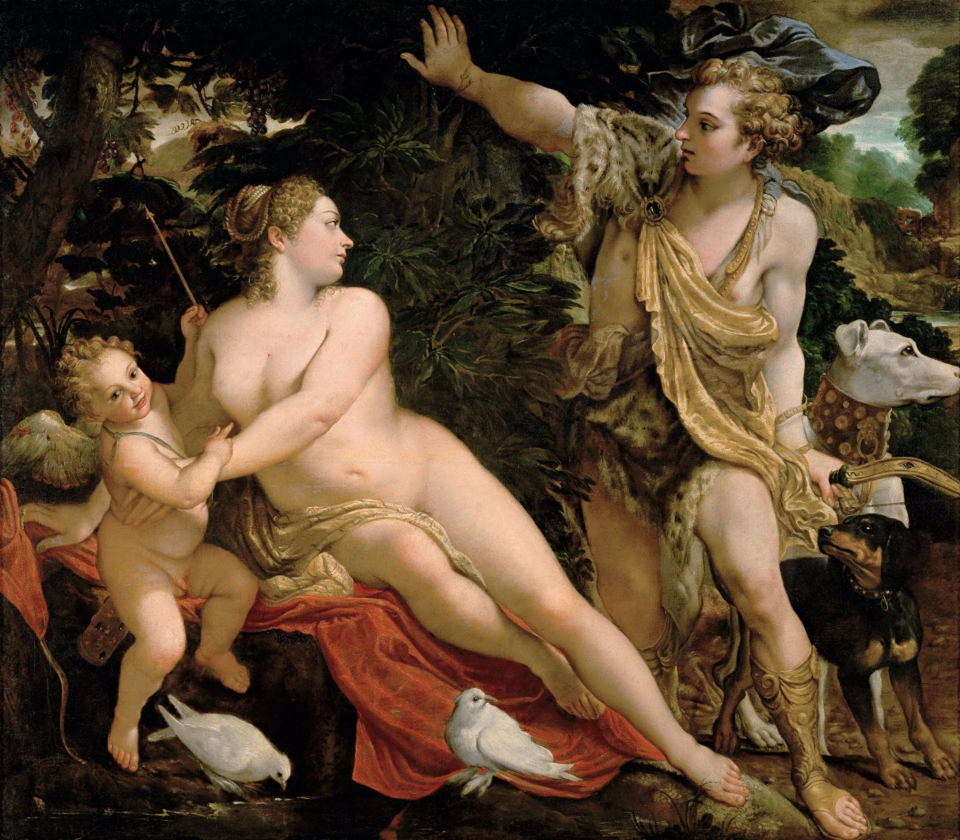 Vénus, Adonis et Cupidon - Annibale Carracci image 1 reproduction de peinture à l’huile