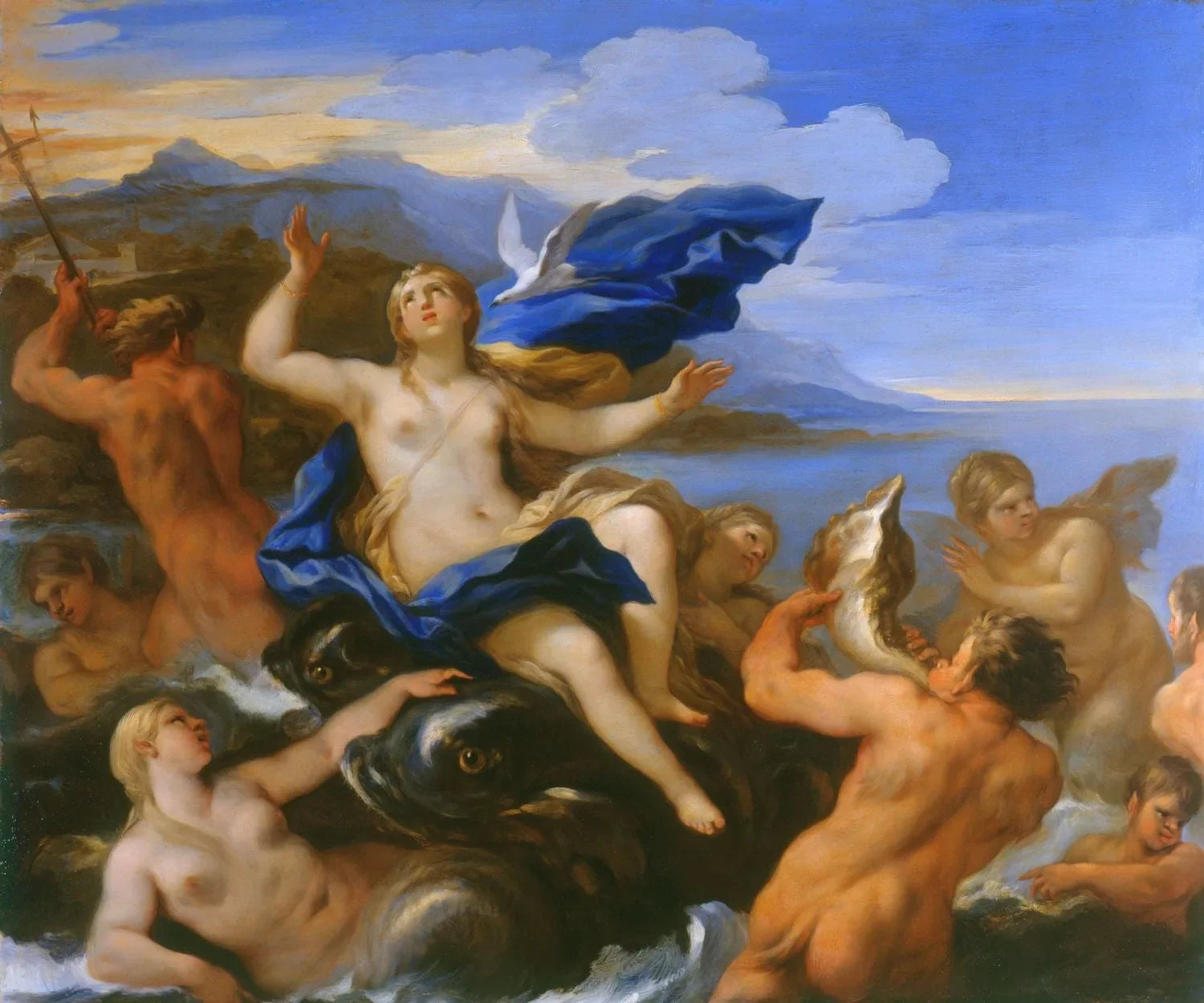 Vénus apprend la détresse de Cupidon - Luca Giordano image 1 copie de tableau peinte à la main