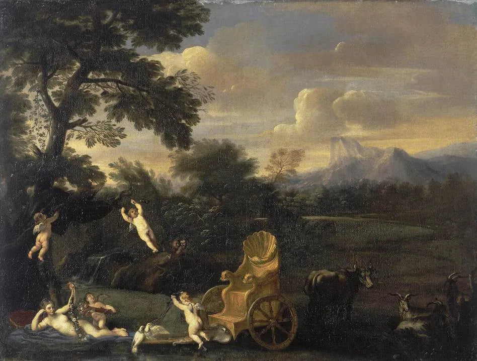 Vénus au repos - Andrea Sacchi image 1 copie de tableau peinte à la main