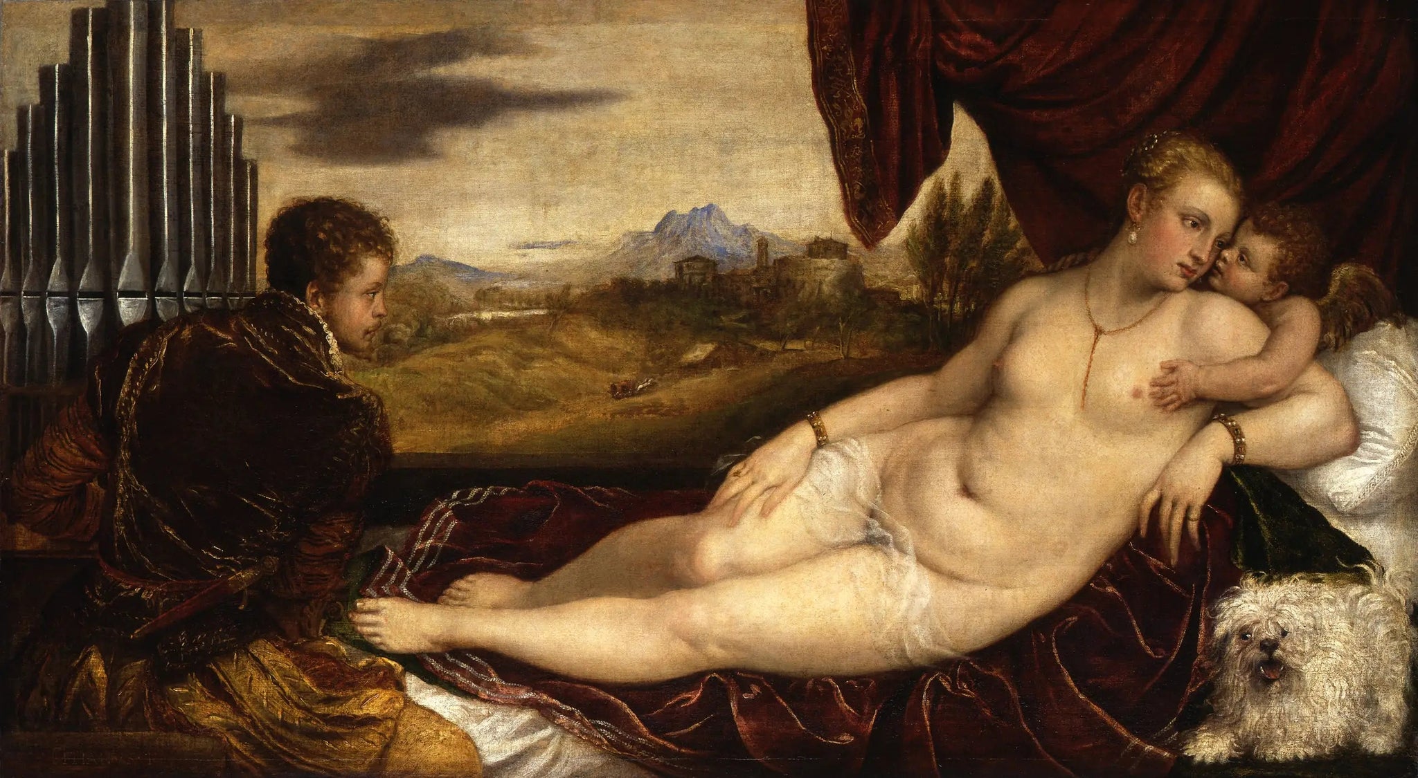 Vénus avec l'organiste - Titian image 1 reproduction de peinture à l’huile
