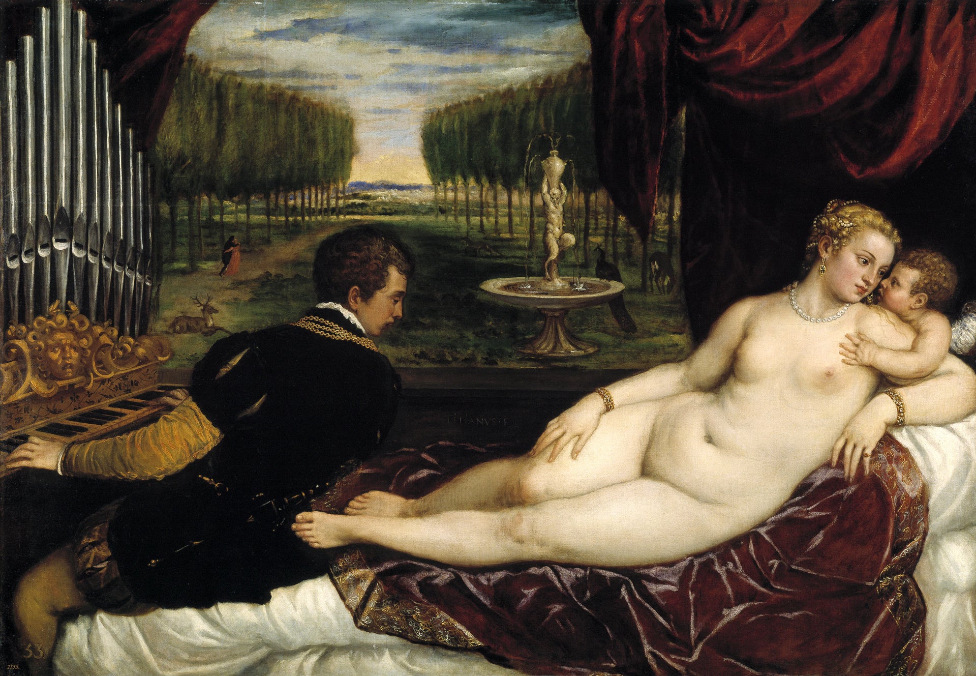 Vénus avec un organiste et Cupidon - Titien