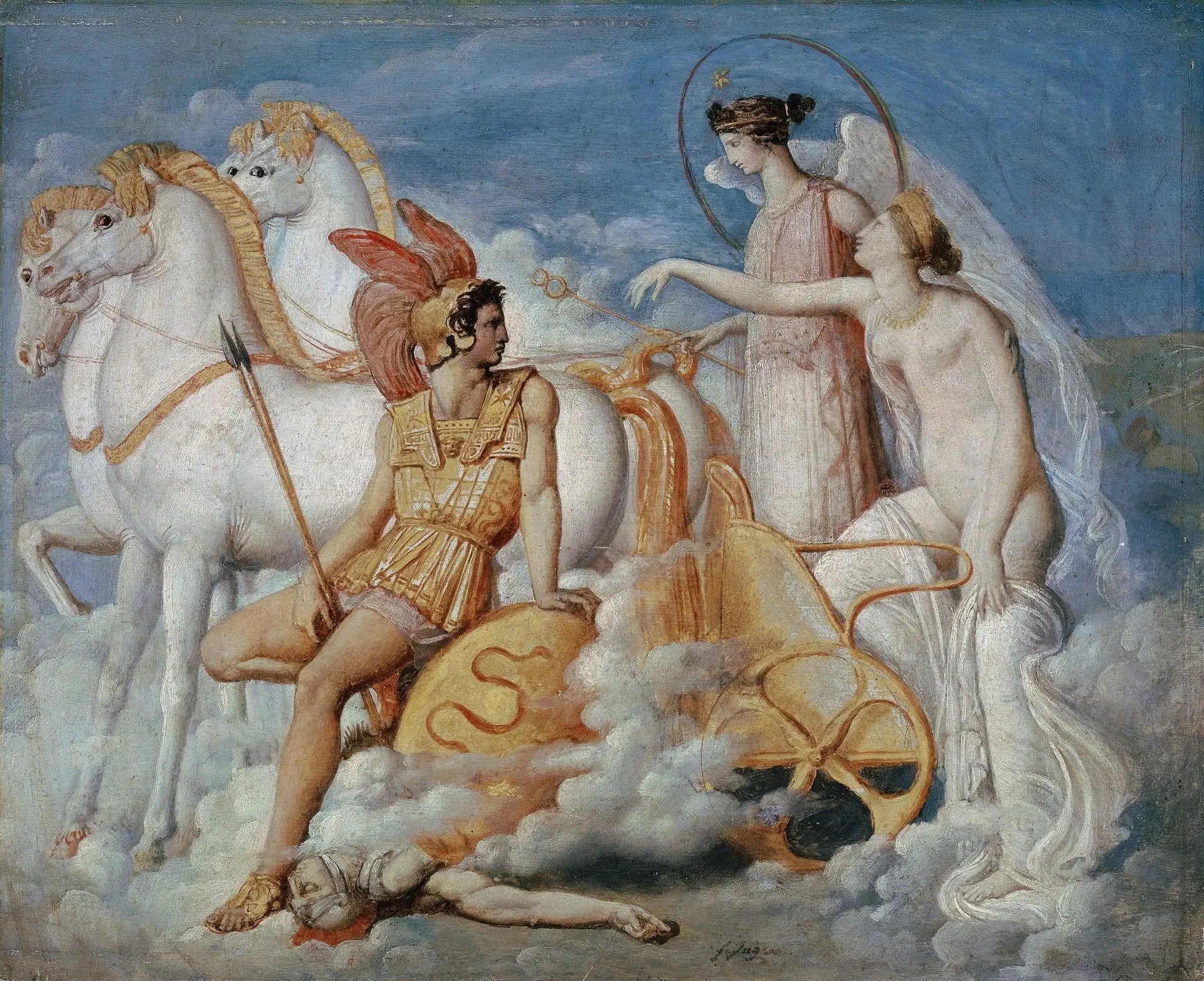 Vénus, blessée par Diomède, remonte à l'Olympe - Jean-Auguste-Dominique Ingres image 1 tableau peint à l’huile sur toile