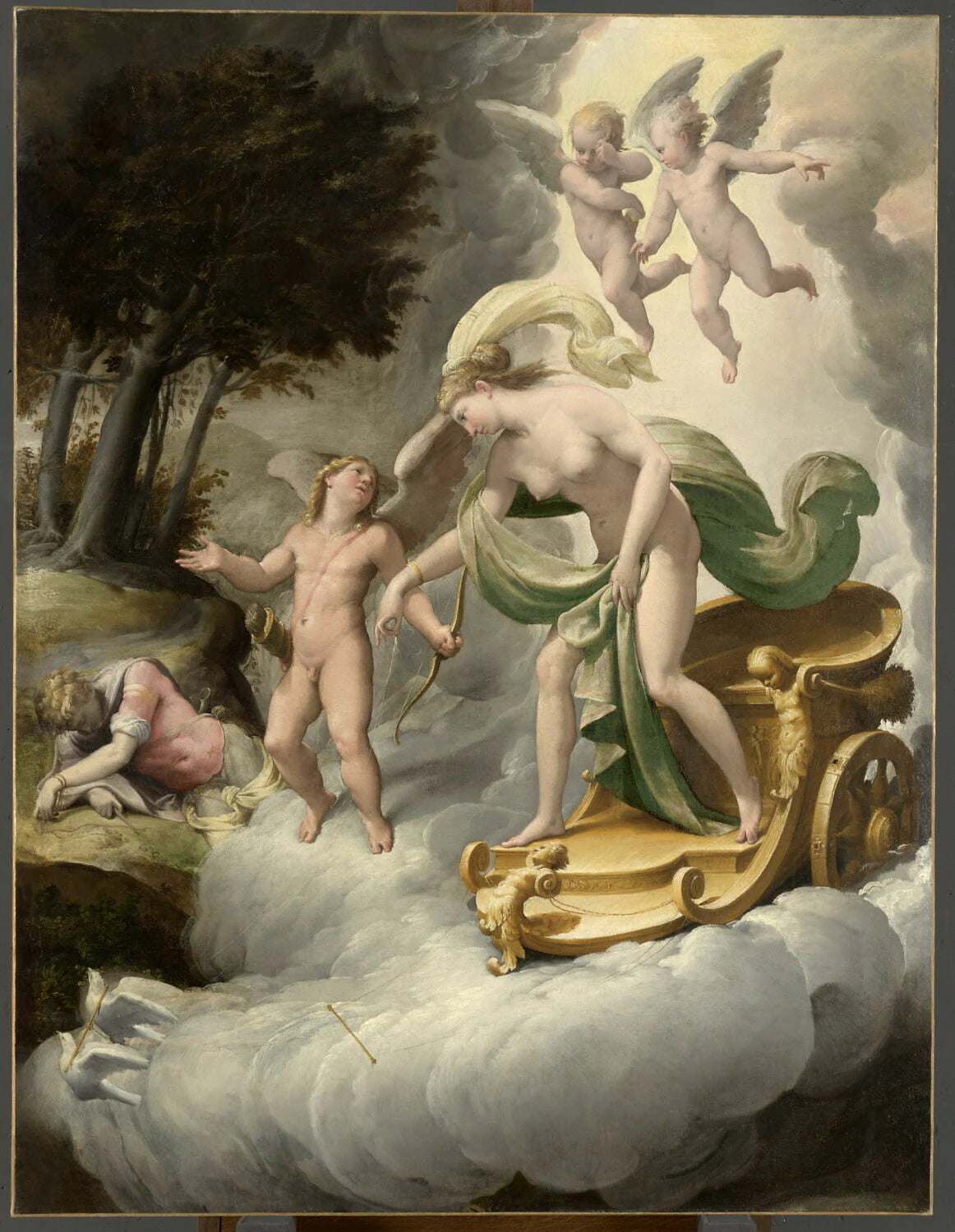 Vénus conduite par l'Amour vers Adonis mourant - dit Il Bertoja Jacopo Zanguidi