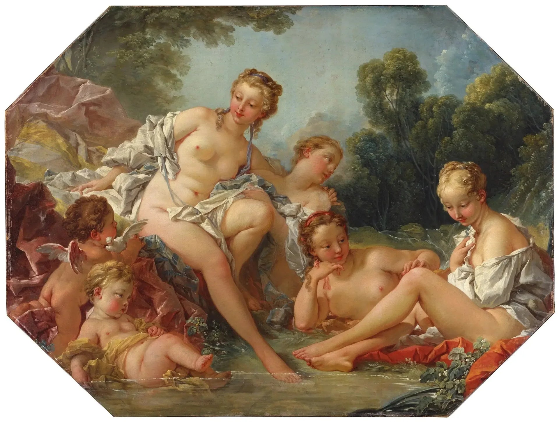 Vénus dans son bain entourée de nymphes et d'amours - François Boucher image 1 reproduction d’œuvre d’art à l’huile