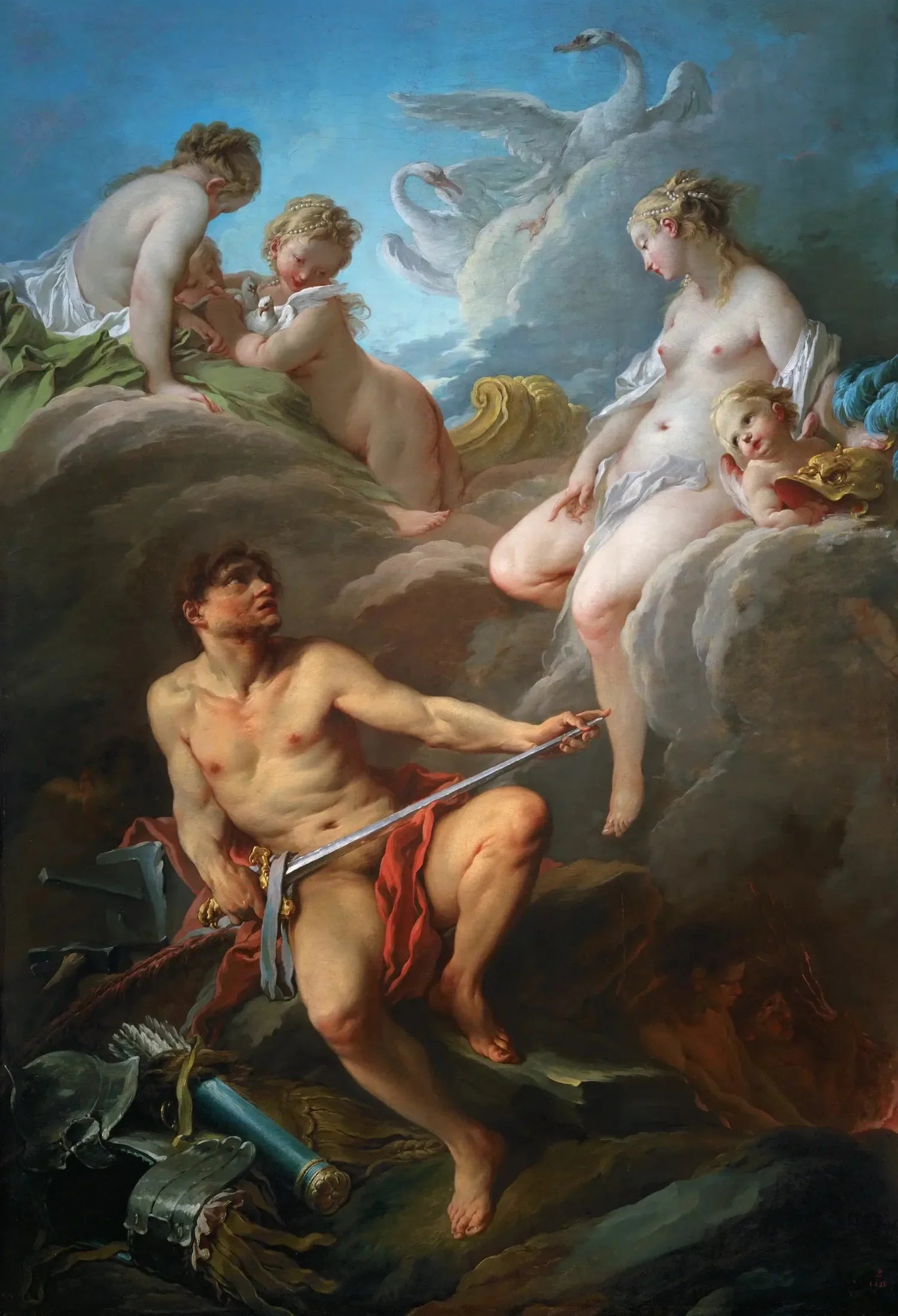 Vénus demandant à Vulcain des armes pour Énée - François Boucher image 1 tableau peint à l’huile sur toile