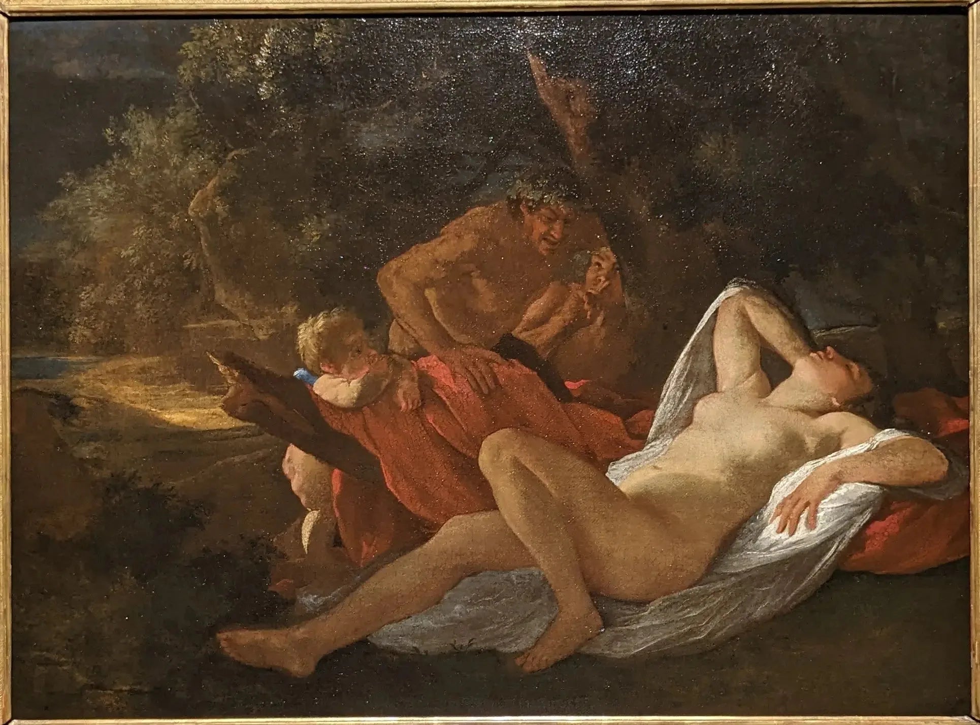 Vénus épiée par deux satyres - Nicolas Poussin image 1 tableau peint à l’huile sur toile