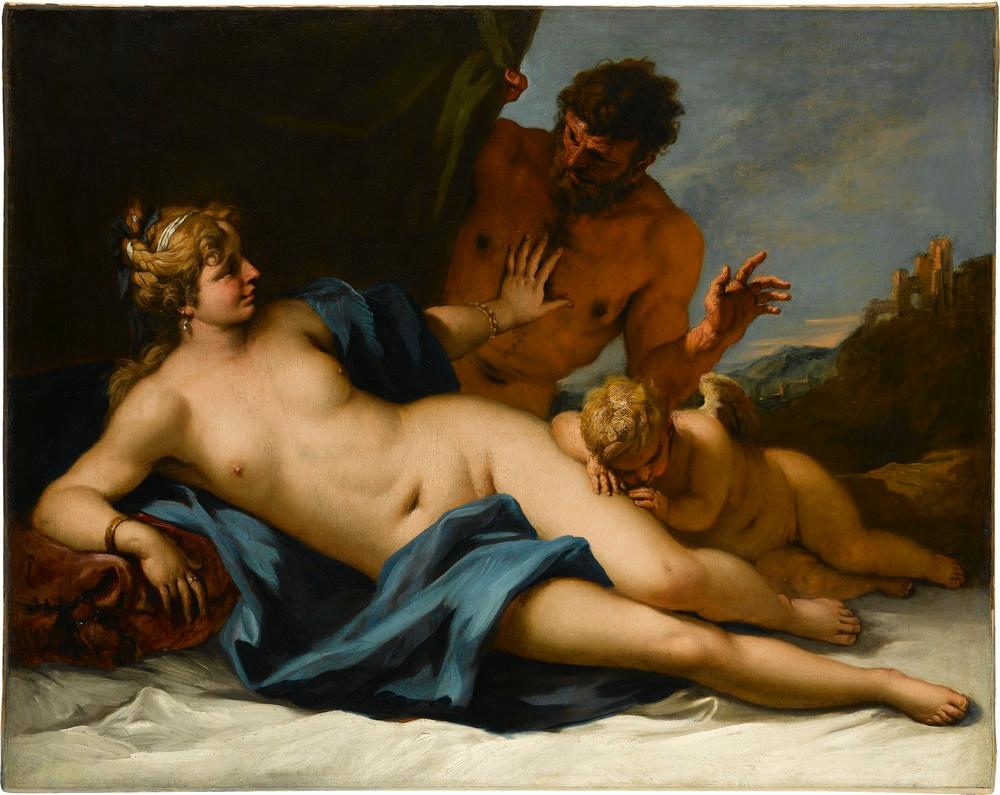 Vénus est surprise par un satyre - Sebastiano Ricci image 1 reproduction artisanale de tableau
