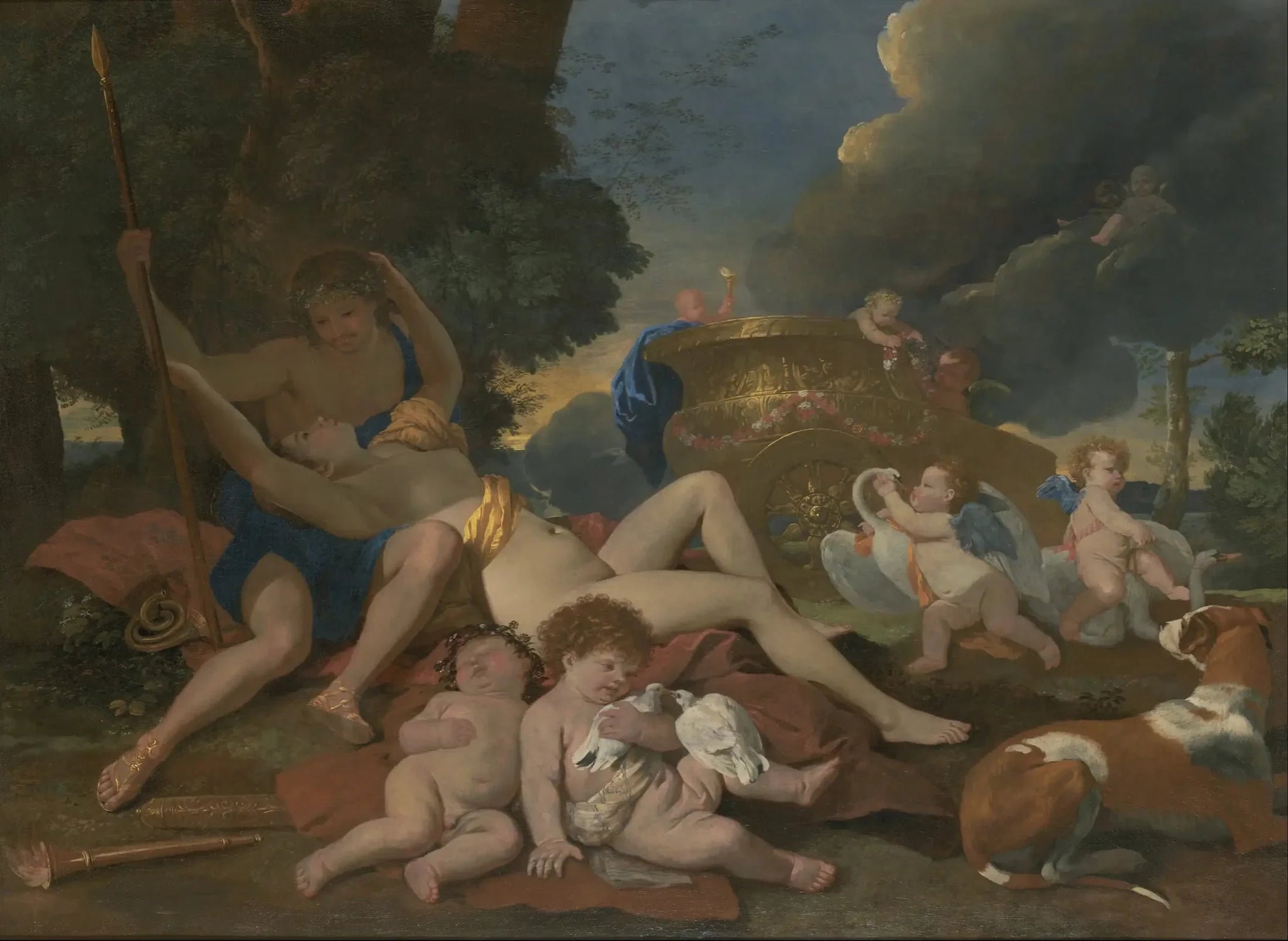 Vénus et Adonis - Nicolas Poussin image 1 copie peinte à la main à l’huile