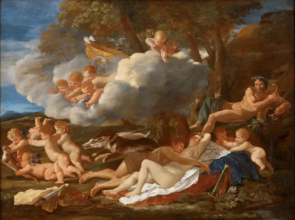 Vénus et Adonis - Nicolas Poussin image 1 reproduction de peinture à l’huile
