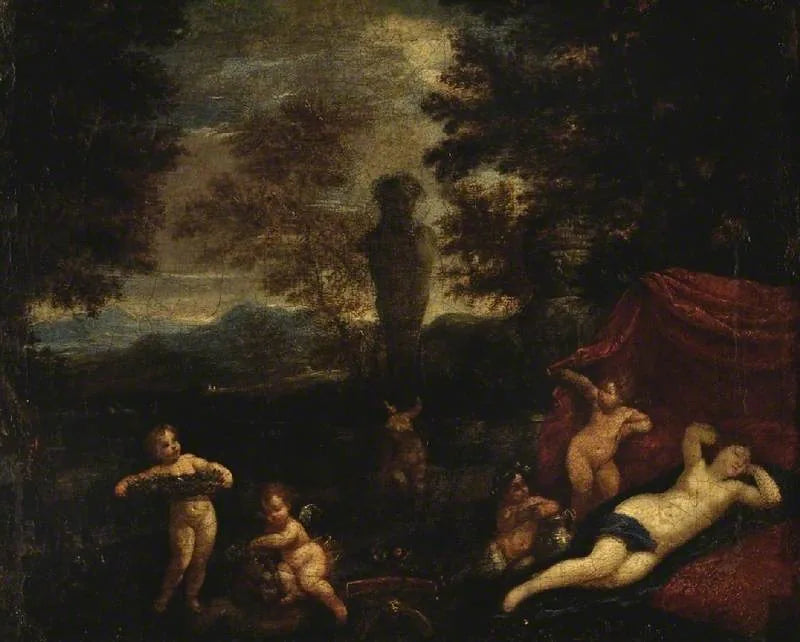 Vénus et Cupidon dans un paysage - Francesco Albani image 1 reproduction artisanale de tableau
