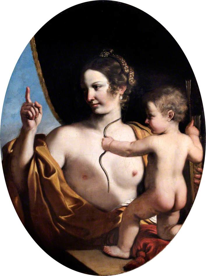 Vénus et Cupidon - Guercino image 1 copie peinte à la main à l’huile