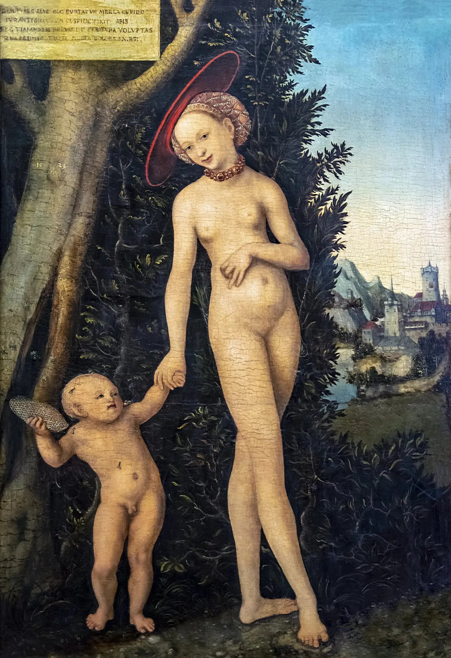 Vénus et Cupidon volant du miel - Lucas Cranach the Elder image 1 reproduction de peinture à l’huile
