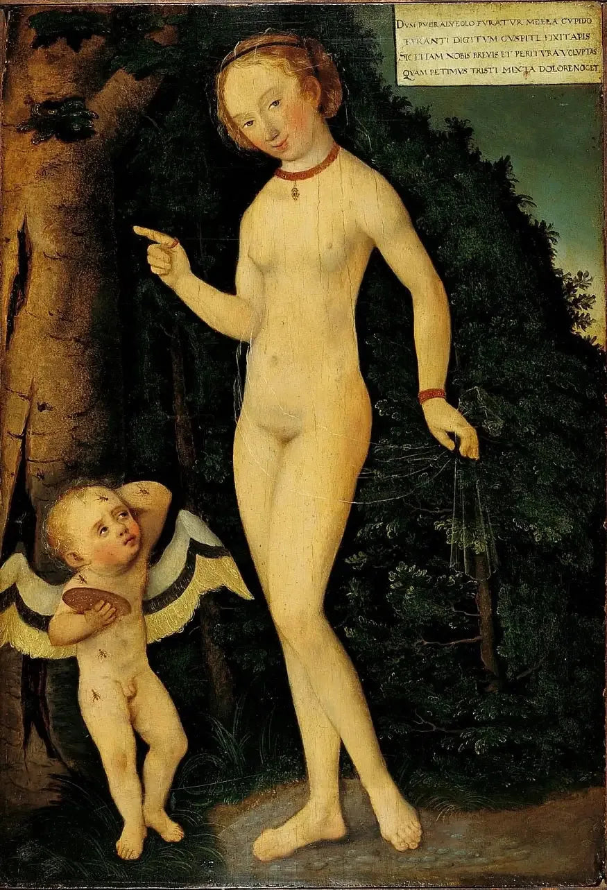 Vénus et l'Amour voleur de miel - Lucas Cranach the Elder image 1 copie peinte à la main à l’huile