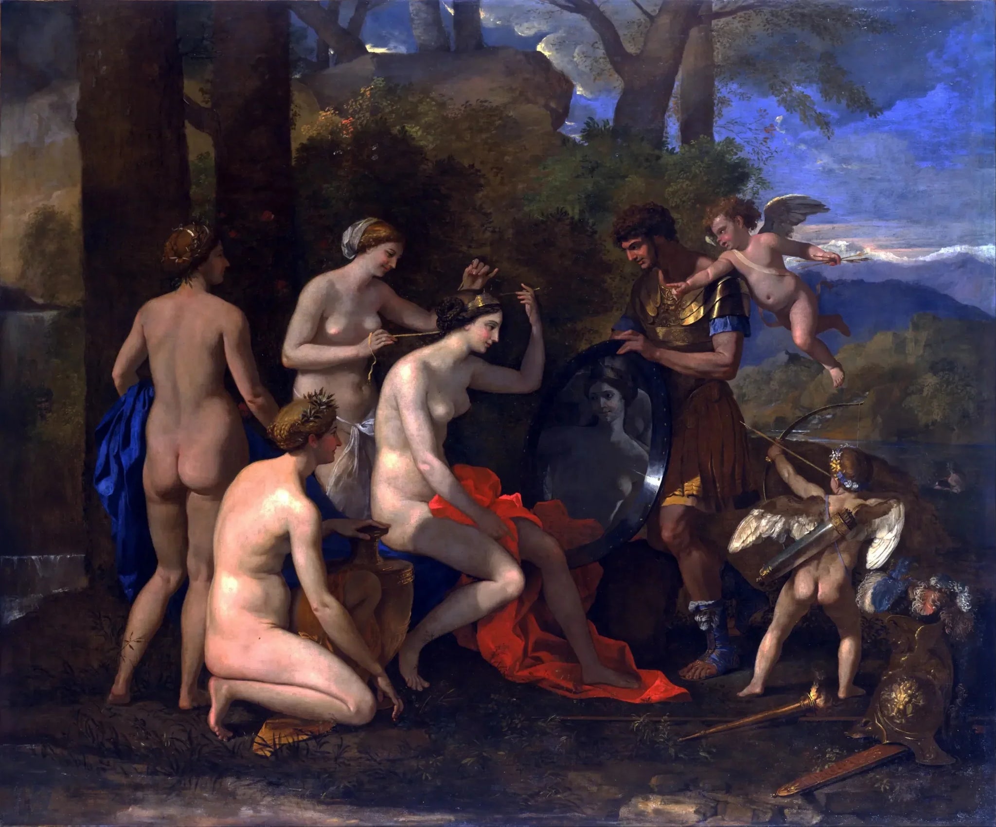 Vénus et Mars - Nicolas Poussin image 1 copie de tableau peinte à la main