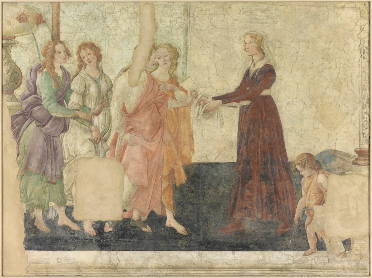 Vénus et les trois Grâces offrant des présents à une jeune fille - Botticelli, Sandro (Alessandro di Mariano di Sandro Filipepi, dit)