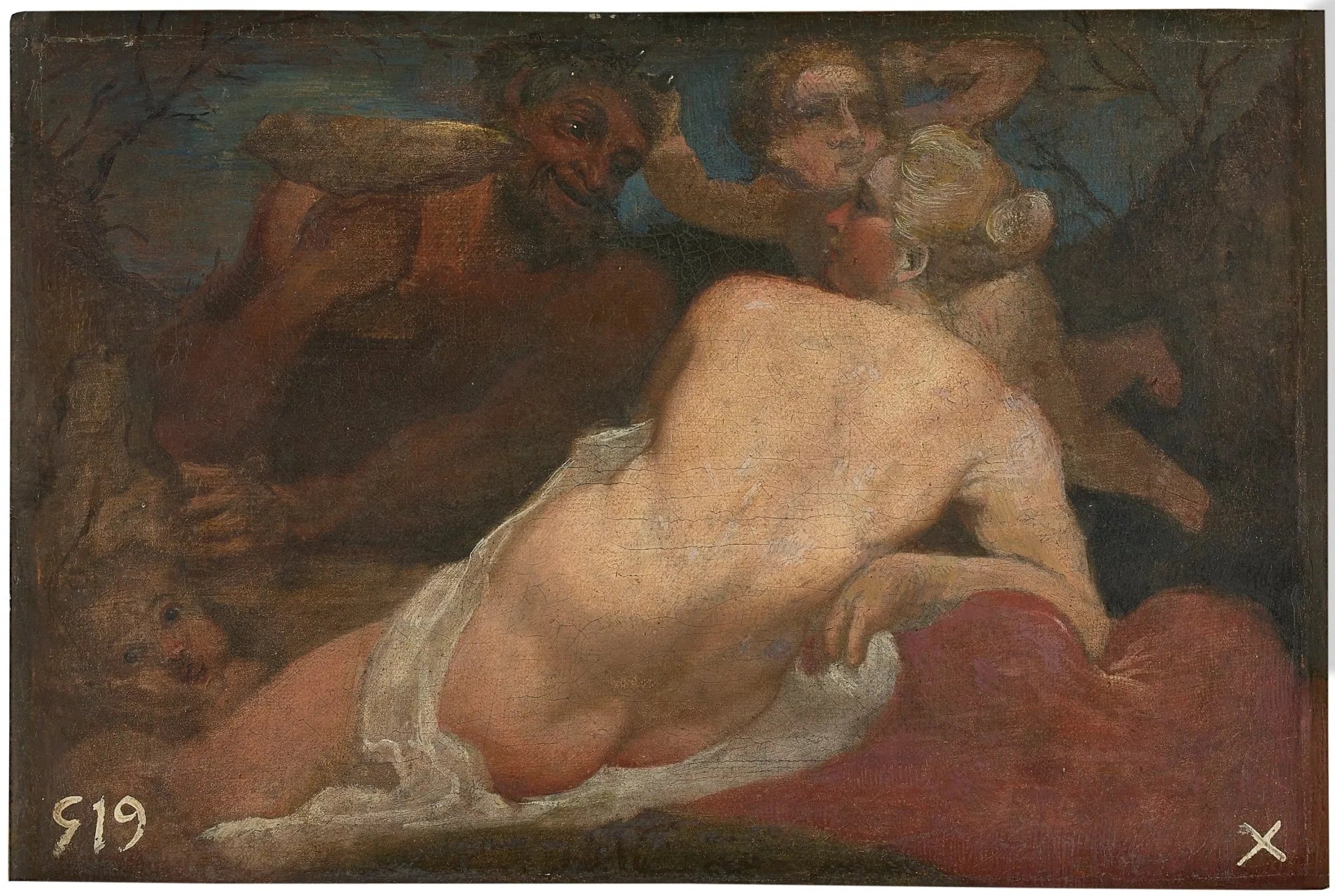 Vénus et un satyre - Annibale Carracci image 1 tableau peint à l’huile sur toile