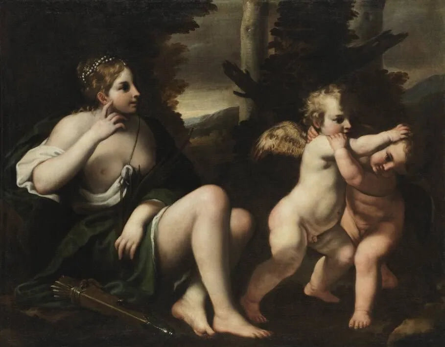 Venus mit zwei balgenden Amoretten - Annibale Carracci image 1 reproduction de peinture à l’huile
