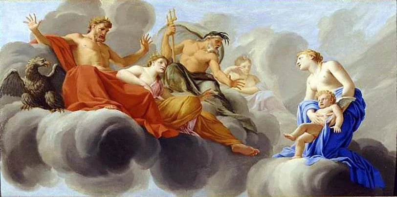 Vénus présente l'amour à Jupiter - Eustache Le Sueur image 1 copie de tableau peinte à la main