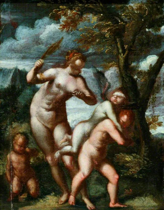 Vénus réprimandant Cupidon - Agostino Carracci
