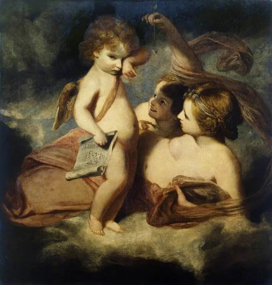Vénus réprimande Cupidon pour avoir appris à jeter des comptes - Joshua Reynolds image 1 reproduction de peinture à l’huile