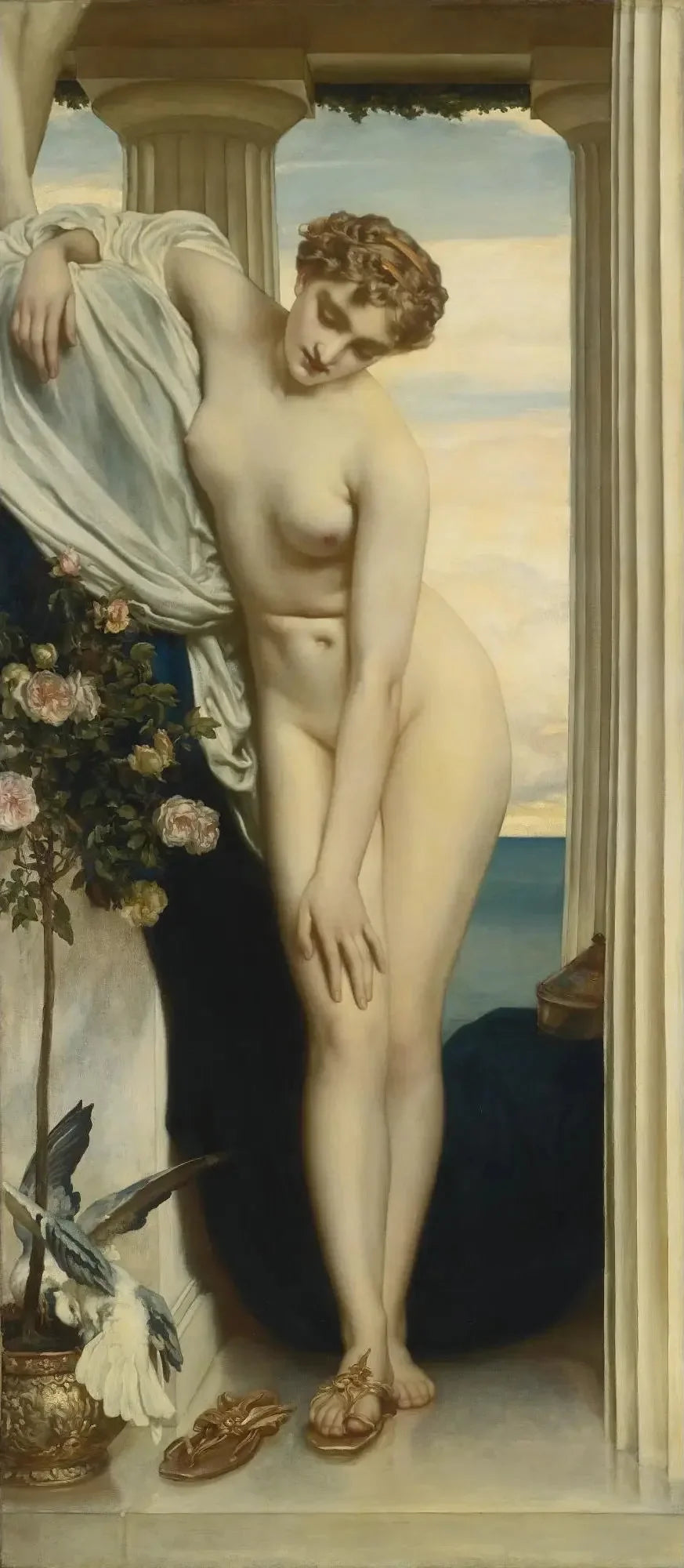 Vénus se déshabillant pour le bain - Frederic Leighton image 1 reproduction de peinture à l’huile