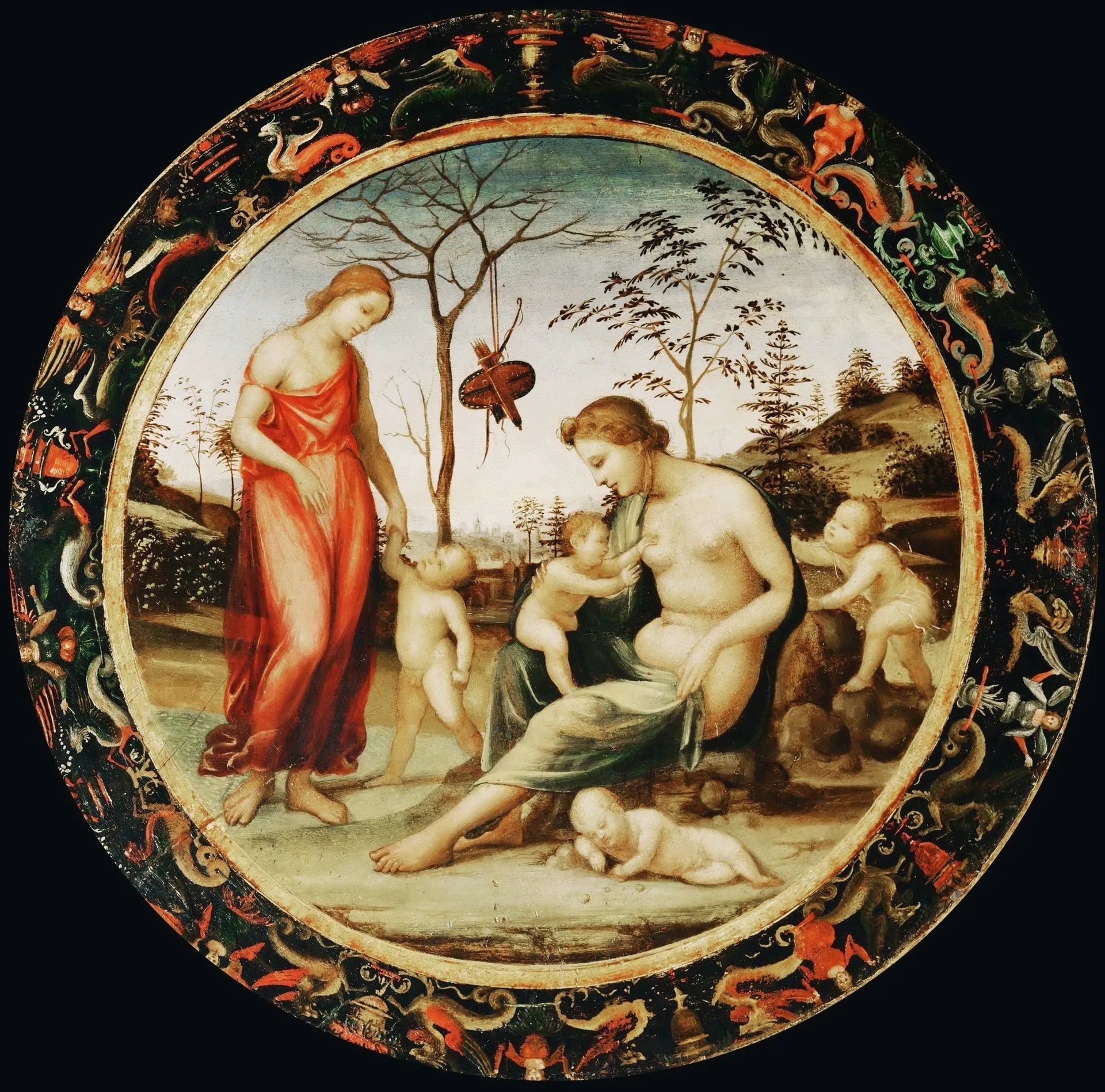 Vénus terrestre avec Éros et Vénus céleste avec Antéros et deux autres cupidons - Il Sodoma (Giovanni Antonio Bazzi) image 1 reproduction réalisée par Alpha Reproduction