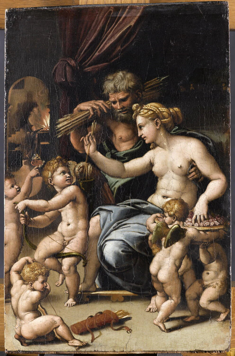Vénus, Vulcain et l'Amour avec cinq putti - aussi Jules Romain Giulio Romano