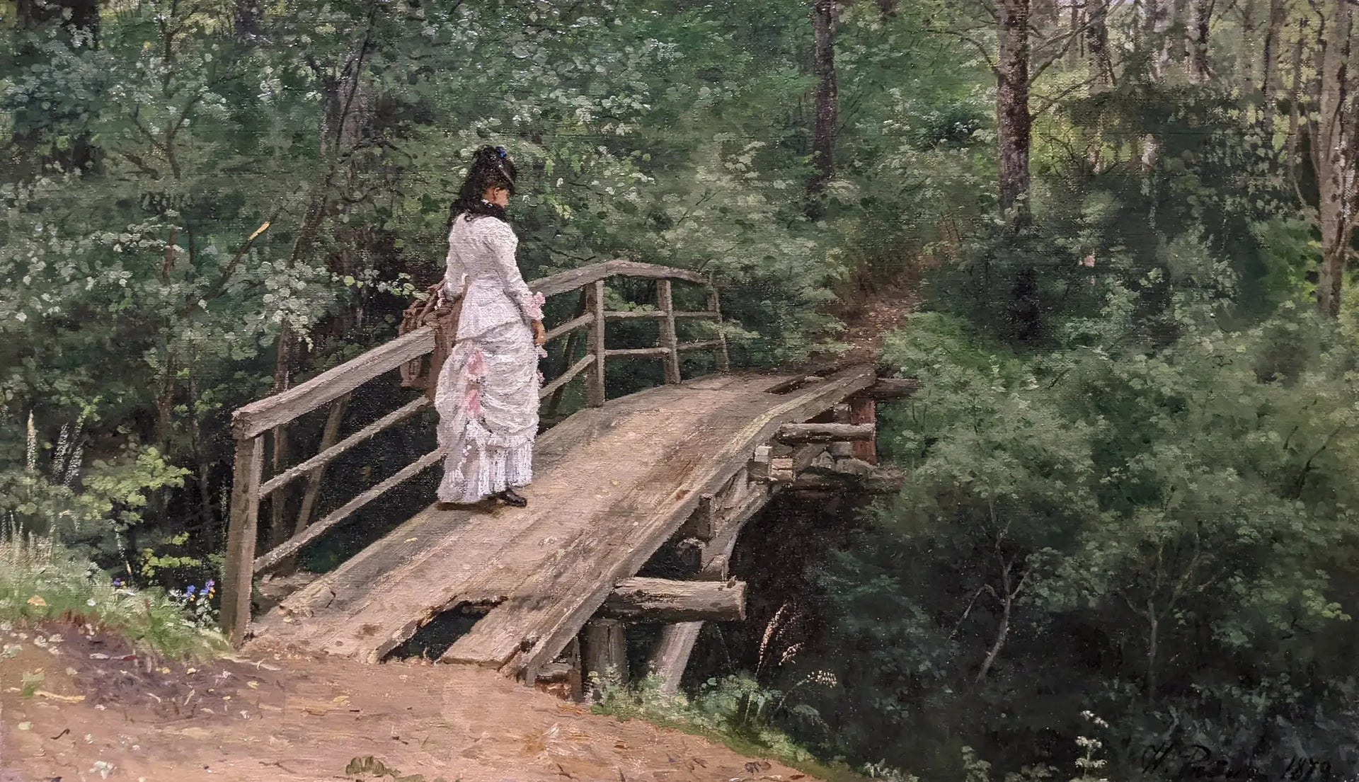 Véra Répine promenante au parc d'Abramtsevo - Ilya Repin image 1 reproduction de peinture à l’huile