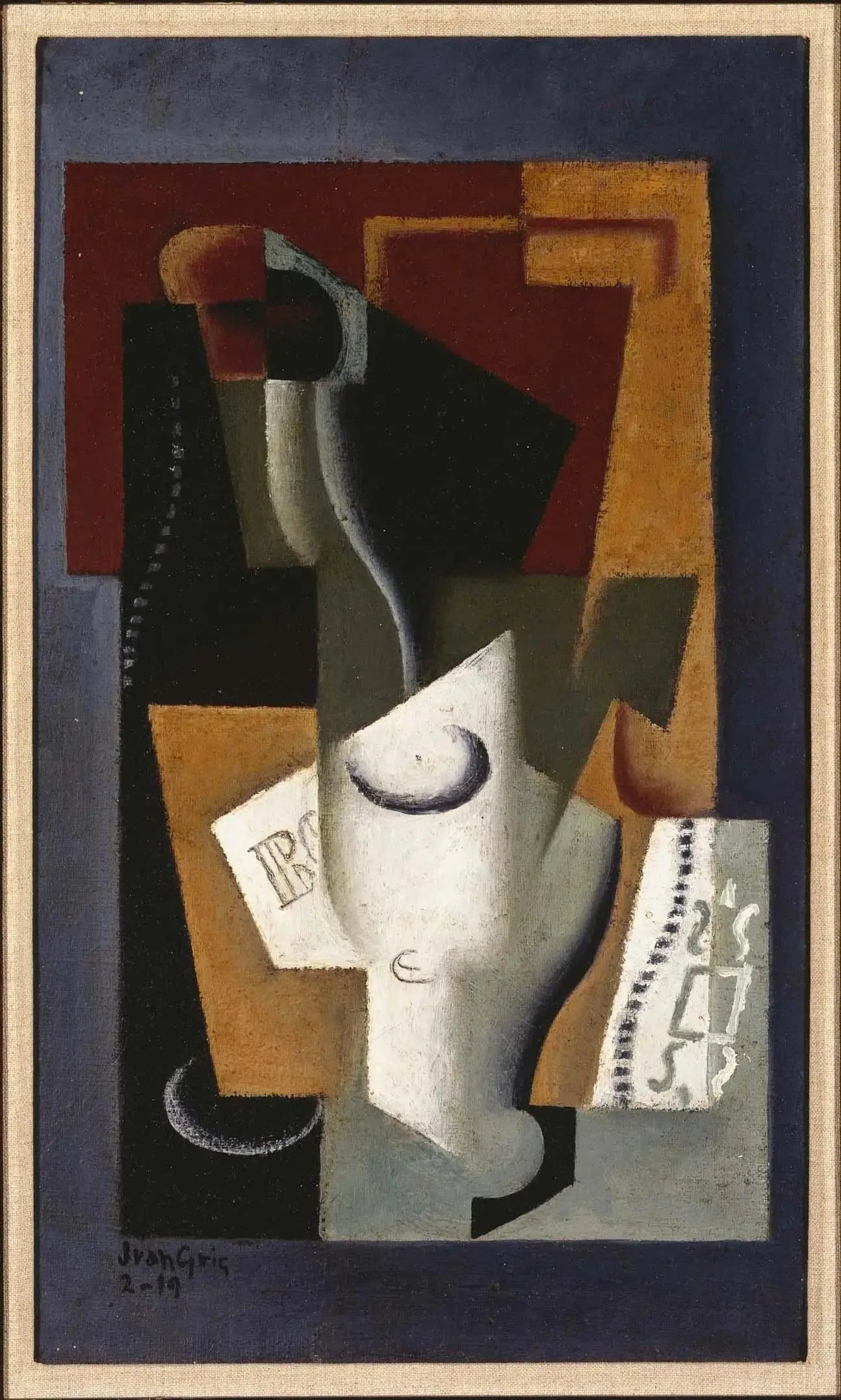 Verre et bouteille - Juan Gris image 1 reproduction de peinture à l’huile