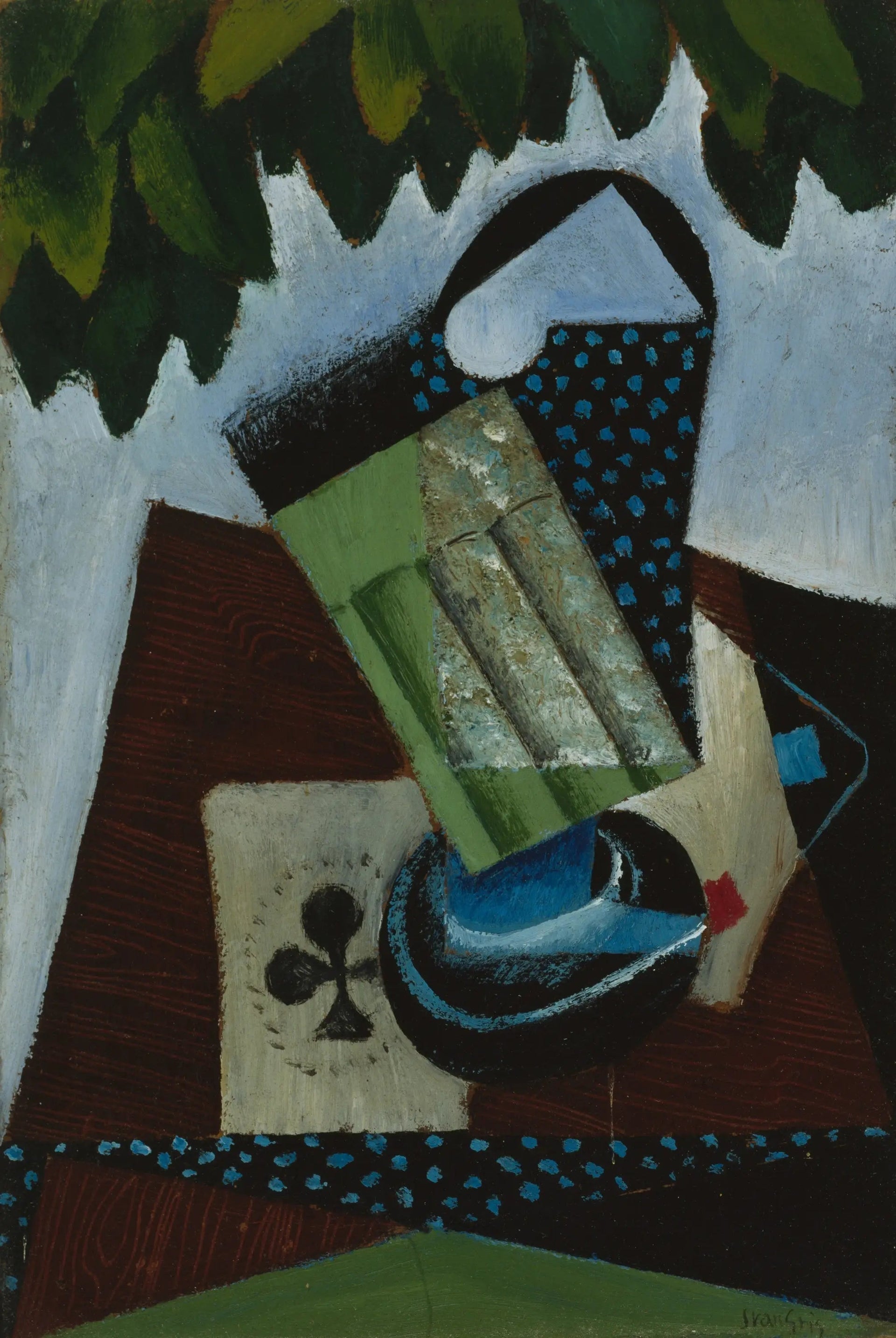 Verre et cartes à jouer - Juan Gris image 1 reproduction de peinture à l’huile